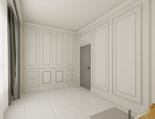 3D rendering of interior buddha room.