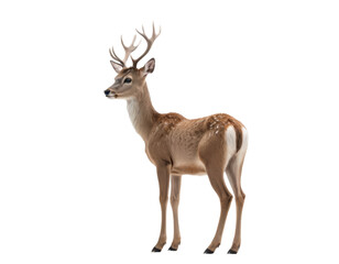 Fototapeta premium Young Deer in Side Profile with Delicate Antlers on Minimalist Transparent Background