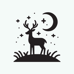 deer logo black icon,  deer vector illustration