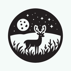 deer logo black icon,  deer vector illustration