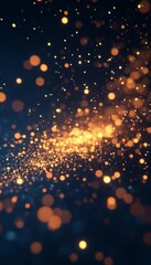 Fototapeta premium Fiery Gold Sparkles and Swirling Particles on Dark Background, Digital Art Illustration