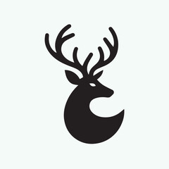 Fototapeta premium deer logo black icon, deer vector illustration