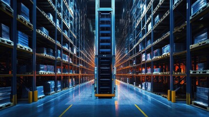 Fototapeta premium Efficient and Organized Warehouse at Night