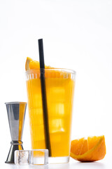 Orange vodka cocktail isolated on white background