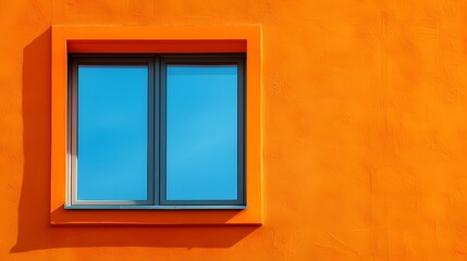 Orange Wall with Window, copy space. 