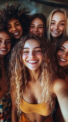 Diverse group of female friends having fun, Generative AI