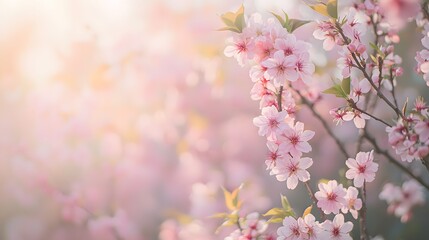 Obraz premium Cherry Blossoms in a Gentle Breeze Panorama