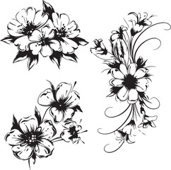 Set Flowers. Hand drawn vector illustration