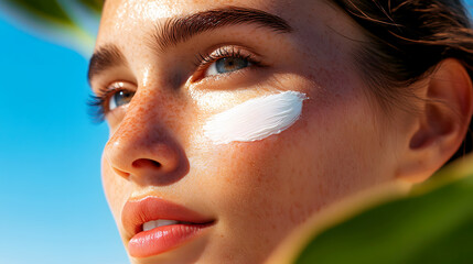 Woman Applying Sunscreen for Smooth Coverage