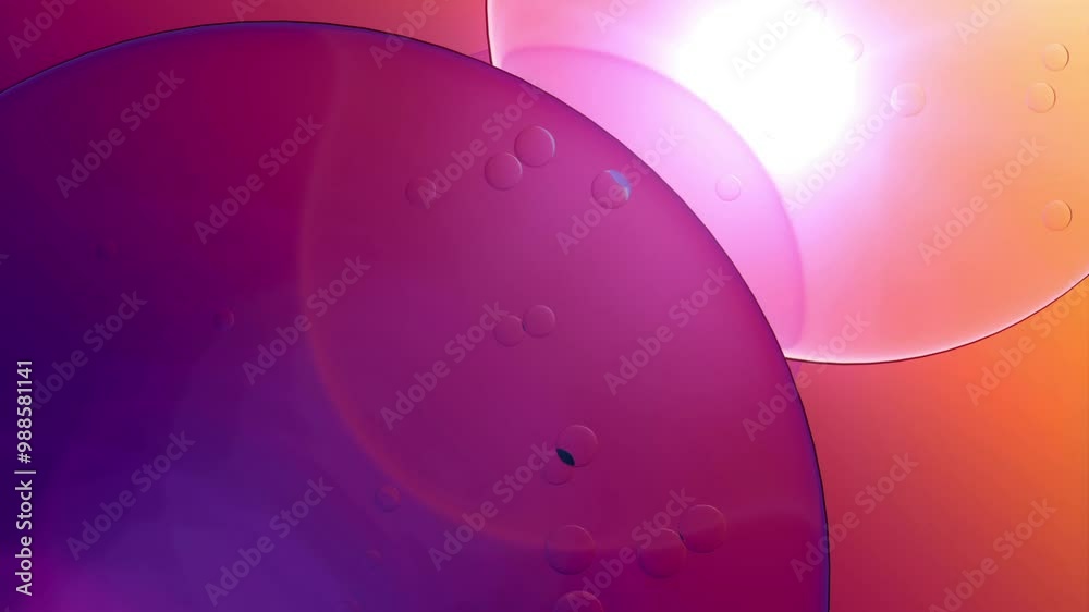 Leinwandbilder Abstract digital animation of round glass shapes intersecting and overlapping. Soft color gradient of purple, pink and orange. Minimalist style. 3d rendering. 4K, Ultra HD resolution