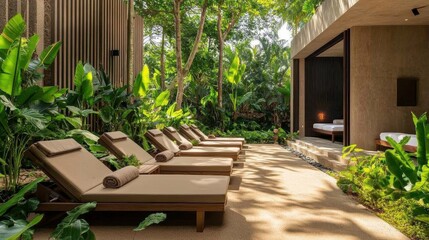 Obraz premium Tropical Oasis: Luxurious Outdoor Retreat in the Heart of Nature