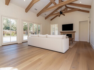 Interior of living room with table