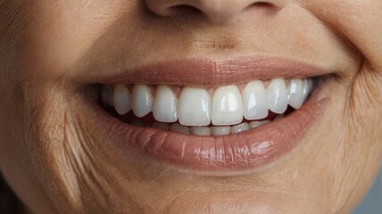 Obraz premium Senior woman smiling showing healthy white teeth