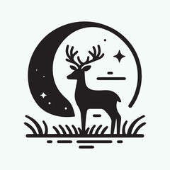 deer logo black icon,  deer vector illustration