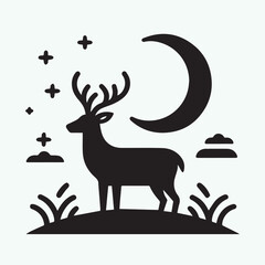 deer logo black icon,  deer vector illustration