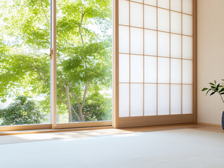 Japanese tatami style interior room 
