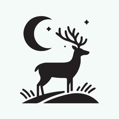 deer logo black icon,  deer vector illustration