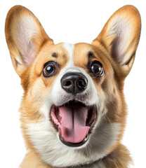 Obraz premium PNG Happy corgi dog portrait closeup