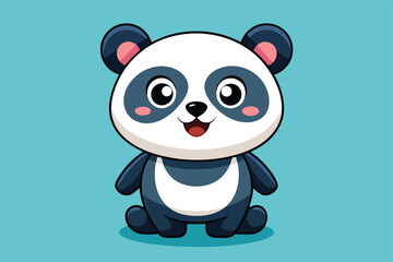 Fototapeta premium A cute panda character smiles brightly, showcasing its adorable features and lively personality, a cartoon character of a Cute little panda