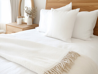 Large mirror in styled bedroom interior