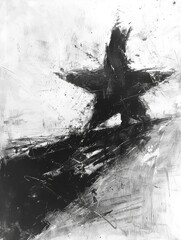 Christmas star. Black and white grunge draw on the theme of Christmas decorations. Gloomy, brutal style showing the dark side of Christmas.