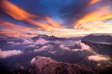 Dolomite stuning sunset from the Lagazuoi refuge