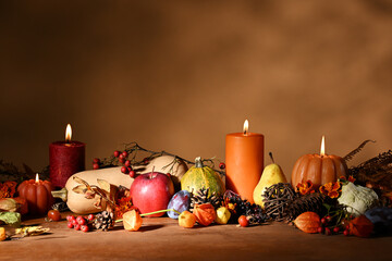 Autumn decoration with candles