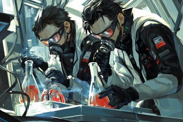 Obraz premium Hazmat Team Inspection in Contaminated Area