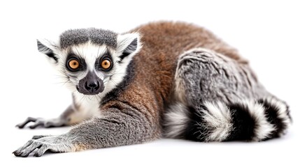 An isolated animal image on a pure white background. The animal has distinct features and a unique charm. Its pose and expression capture attention. The white background makes the animal stand out cle