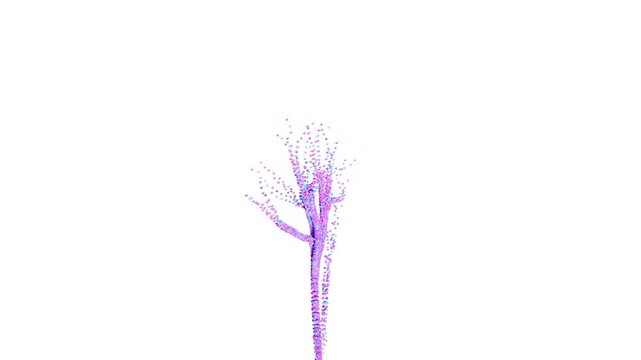 Growing tree with hearts particles