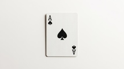 Obraz premium A single playing card, the ace of spades, lies flat and centered against the white background.
