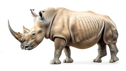 Obraz premium An isolated animal image on a pure white background. The animal has distinct features and a unique charm. Its pose and expression capture attention. The white background makes the animal stand out cle