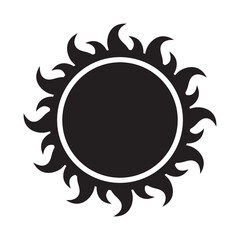 Sun icon, sun symbol, black sun sign isolated on white.