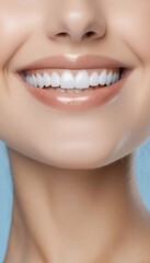 Obraz premium light background olated blue smile woman close s white procedure teeth whitening teeth whitening dental white adult medicals hygiene cheerful oral dentistry dentist people person honed whiten clean