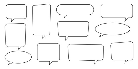 Collection of line speech bubble, speech balloon, chat bubble.