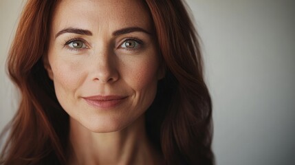 Biometric Face Detection Concept with Middle-Aged Female in Deep Chestnut Skin Tone under Soft Lighting on Plain Background