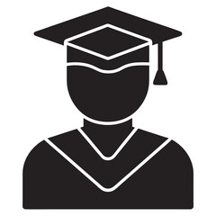 Person with graduation cap silhouettes outline vector illustration.
