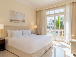 Lounge Area in Beige Hotel Room