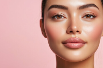 Fototapeta premium Salicylic Acid Facial Treatment on South Korean Woman’s Skin, Reducing Redness and Inflammation for a Flawless Complexion