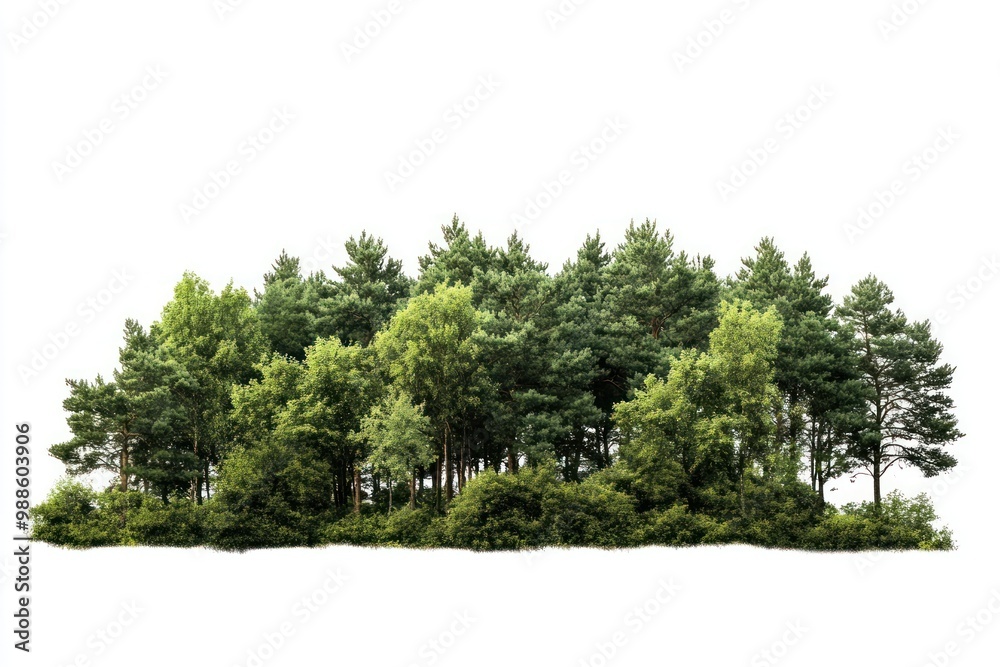 Wall mural Lush green forest trees isolated