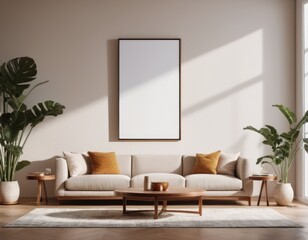 Mockup room for poster or painting in modern interior, Photo Frame Mockup