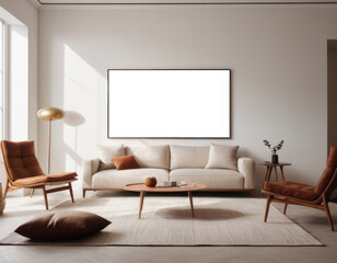 Mockup room for poster or painting in modern interior, Photo Frame Mockup