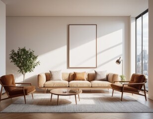 Mockup room for poster or painting in modern interior, Photo Frame Mockup