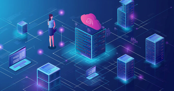abstract background illustration of database system data network management security