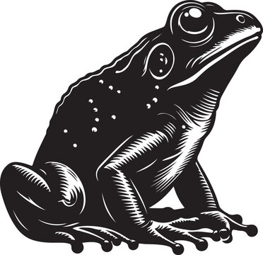 black and white frog sitting clip art preview