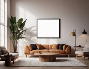 Mockup room for poster or painting in modern interior, Photo Frame Mockup