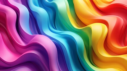 Obraz premium 3D render of a colorful, rainbow-like wavy background.