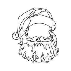 dessin en ligne continue du père noël, line art, vecteur