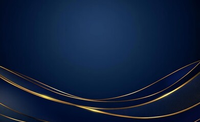 Abstract blue background with a golden ribbon line, a luxury concept design.