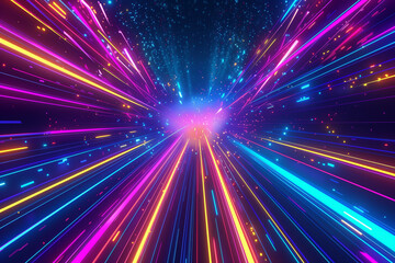 Obraz premium Vibrant Multicolored Speed Lines on a Cosmic Background